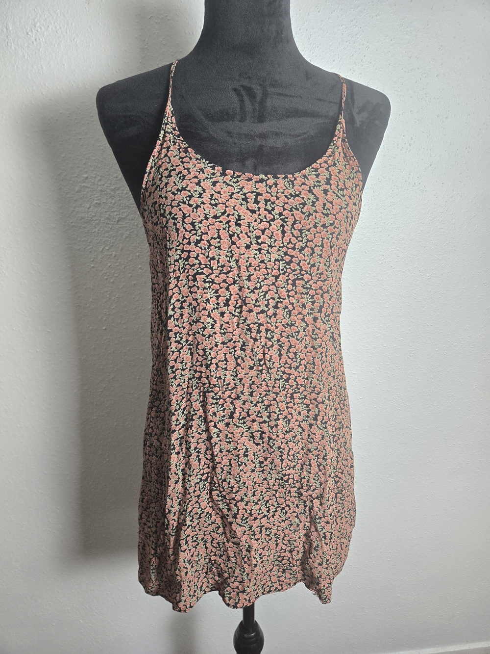 Floral Cami Slip Dress in Black & Peach John Galt